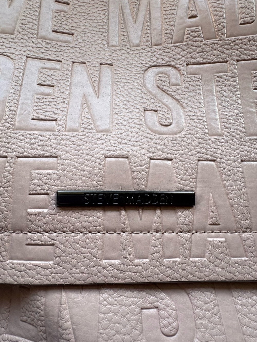Steve Madden Blush Pink Logo Embossed Mini Backpack Purse Tassel